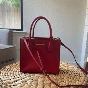 Michael Kors Red Satchel with Gold Hardware